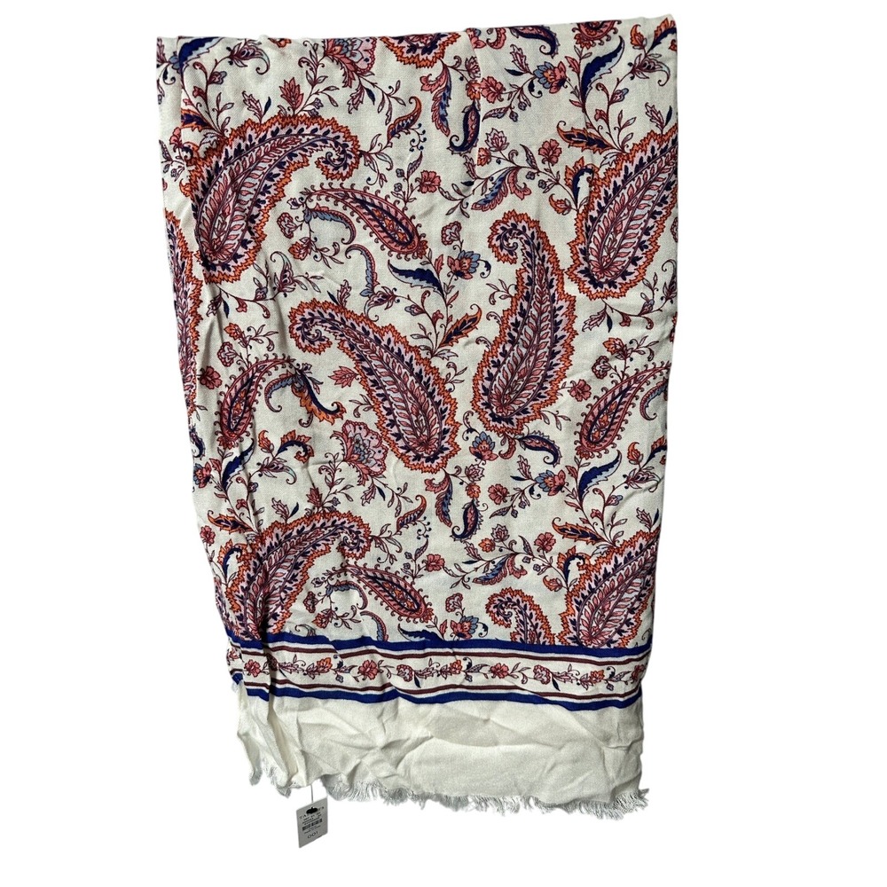 Talbots Scarf Paisley Floral Print Fringe Trim Lightweight Shawl BNWT $59.50